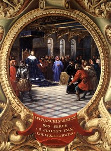 頑固者ルイ10世（1289-1316）、ナバラ王、農奴の編入（1315年7月3日）（油彩 作： Jean Alaux