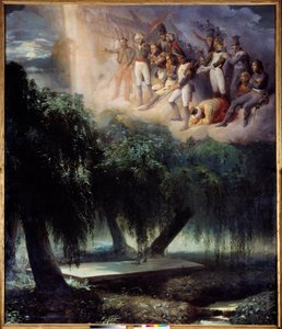 聖ヘレネの墓：ナポレオンの埋葬の寓意。ローマ人と呼ばれるジャン・アラウ（1786-1864）の絵画 作： Jean Alaux