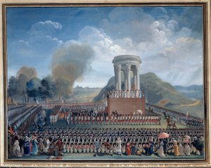 ブザンソンの連邦の祭り 1790年7月14日 ジャン・アレクシス・コルヌ（1755-1807）の絵画 ブザンソン。Musee Des Beaux Arts - 1790年7月14日にブザンソンで行われた連邦の祭り。ジャン・アレクシス・コルヌ(1755-1807)の絵画。フランス、ブザンソンのボザール美術館 作： Jean Alexis Cornu
