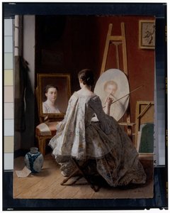 自画像を描く画家の肖像 作： Jean Alphonse Roehn