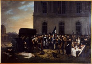 ルーブル美術館の列柱前に7月の犠牲者を仮埋葬 作： Jean Alphonse Roehn