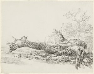 小川のそばに倒れた古木 作： Jean Antoine Constantin