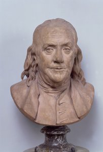 ベンジャミンフランクリンの胸像（1706-90）1778（テラコッタ）（102249も参照）
