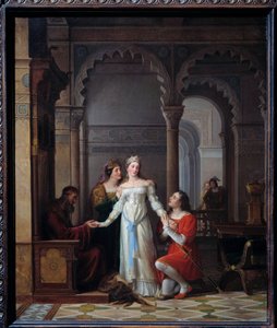 ロバの皮 シャルル・ペロー（1628-1703）の同名の物語の挿絵で、恋する父の宮殿にいる若い王女を表現しています。ジャン・アントワーヌ・ローラン（1763-1832）による絵画 1819年 日。0.55x0.45 m Bourg en Bresse, musee de 作： Jean Antoine Laurent