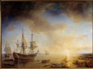ロベール・カベリエ・ド・ラ・サールのルイジアナ遠征（1684年）。テオドール・グーディン（1802-1880）による絵画 作： Jean Antoine Theodore Gudin