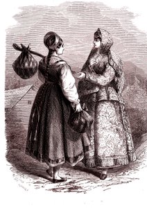 ロシアバルダイ山の女性たち。1865年（エングレーヴィング）