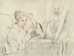 Rosalba Carriera (?) 彼女のトイレで 作： Jean Antoine Watteau (possibly)