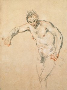 ワインを注ぐサテュロス、1716年頃（紙にチョーク）