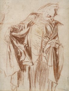頭を右に向けて立っている俳優c。 1719〜1720 作： Jean Antoine Watteau