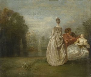 2人のいとこ（Les Deux Cousines）。 1716年頃 作： Jean Antoine Watteau