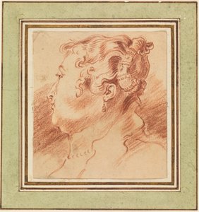"Etude de tete de femme" (女性の頭の習作) Sanguine de Jean Antoine Watteau (1684-1721) vers 1725 Dim 13,3x12,1 cm Cooper-Hewitt National Design Museum 作： Jean Antoine Watteau