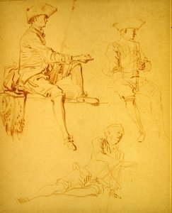 図形研究（紙に赤チョーク） 作： Jean Antoine Watteau