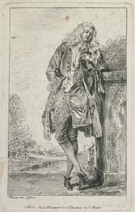 ファッションフィギュア：スタンディングマンタイアップ 作： Jean Antoine Watteau