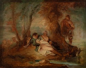 風景の中の人物 作： Jean Antoine Watteau