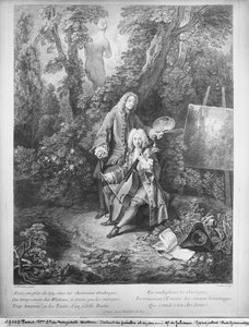 ジャンアントワーヌヴァトーと彼の友人のムッシュドジュリエンヌ、ニコラアンリタルデュー（1674-1749）によって彫刻 作： Jean Antoine Watteau