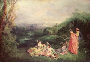 平和な愛、1718-19年 作： Jean Antoine Watteau
