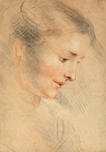 女性の頭の習作、1710 年代。 作： Jean Antoine Watteau