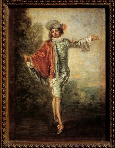 無関心な者たちジャン・アントワーヌ・ワトー（1684-1721）の絵画、1717年頃。木に油彩。薄さ：0.25 X 0.19m。- 無関心な男。ジャン・アントワーヌ・ワトー（1684-1721）による絵画、1717年頃。木に油彩。0.25 x 0.19 m パリ、ルーヴル美術館