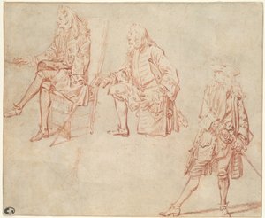 紳士の3つの研究 作： Jean Antoine Watteau