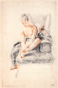 若い女性、ヌード、片足を手に持つ、1716〜18年。