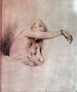 裸の女性、腕を上げる 血を描く ジャン・アントワーヌ・ワトー（1684-1721）作 18世紀 日0.28x0.23 m パリ、ルーヴル美術館