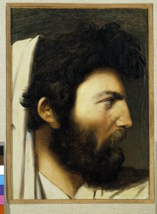 横顔の男のポートレート。 匿名の絵。 ミュゼ グラネ、エクス アン プロヴァンス 作： Jean Auguste Dominique (after) Ingres