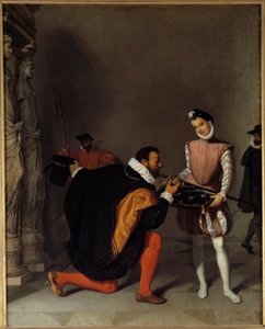 アンリ4世（1553-1610）の槍にキスをするフィリップ2世の大使ドン・ペドロ・デ・トレド（ルーヴル美術館） ジャン＝オーギュスト＝ドミニク・アングル（1780-1867）の絵画 19世紀 日。0,45x0,36 m ポー、シャトー美術館（Musee du chateau 作： Jean Auguste Dominique Ingres