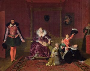 アンリ4世（1553-1610）フランス大王とナバラスペインの大使としての子供たちと遊ぶ1817年 作： Jean Auguste Dominique Ingres