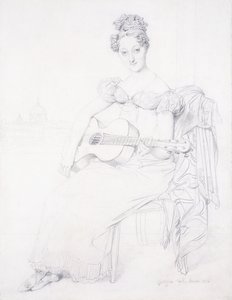 1816年にギターを弾くエリザベスキーティング嬢の肖像 作： Jean Auguste Dominique Ingres