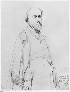 画家イポリットフランドリンの肖像、1844年（紙に黒鉛） 作： Jean Auguste Dominique Ingres