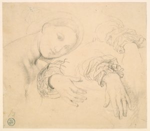 フォルナリーナの頭とマダム・ド・セノンの手の習作 作： Jean Auguste Dominique Ingres