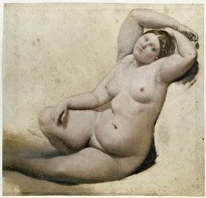 トルコ風呂のための習作。三つの腕を持つ女」ジャン・オーギュスト・ドミニク・アングル（1780-1867）の絵画 油彩・紙 25x26cm 1860年頃。モントーバン、アングル美術館（Musee Ingres