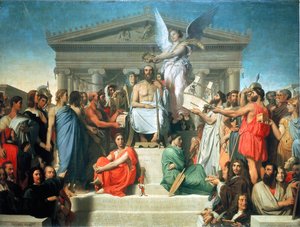 ホーマーの神格化、1827 作： Jean Auguste Dominique Ingres