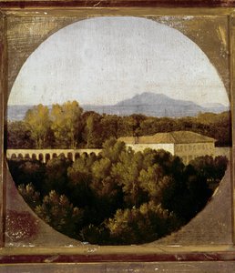 ローマ・ボルゲーゼ荘のオランジュリー（木に油彩 作： Jean Auguste Dominique Ingres