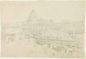 ローマのサン・ピエトロ寺院の眺め 作： Jean Auguste Dominique Ingres