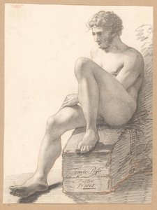 正面から見た裸の男性の着席 (2等賞 1808年)
