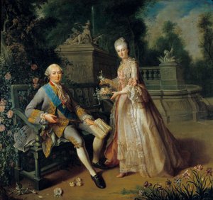 ペンティーブル公爵ルイ・ジャン・マリー・ド・ブルボン（1725-1793）とその娘ルイーズ・アデレード（1753-1821）はオルレアン公爵夫人となり、フィリップ・エガリテ（1747-1793）ことオルレアン公爵ルイ・フィリップ2世の妻となった。 ジャン・バティスト・シャルパンティエ（1728）による絵画 作： Jean Baptiste Charpentier