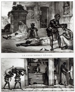 黒人の外科医。 豚肉売りの店 (litho) (白黒写真) 作： Jean Baptiste (after) Debret