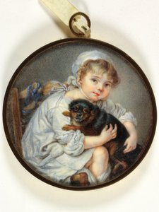 The Little Girl with the Dog（エナメル 作： Jean Baptiste (after) Greuze