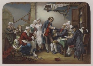 村の花嫁」（カラーリトグラフ 作： Jean Baptiste (after) Greuze