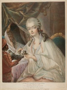 ジャンヌ・ベキュ、デュ・バリー伯爵夫人と使用人ザモール 作： Jean Baptiste Andre Gautier D
