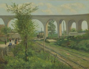 1874年、ソー鉄道踏切でのアルクイユ水道橋 作： Jean Baptiste Armand Guillaumin