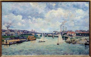 シャレントンの港。シャラントンルポンの町の眺め 作： Jean Baptiste Armand Guillaumin