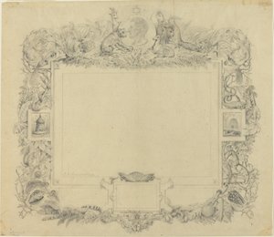 キュヴィエ男爵の肖像画をあしらったボーダーのデザイン 作： Jean Baptiste Arnout