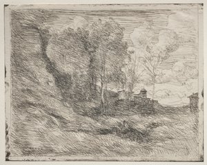 オスティアのお土産、元の印象1855年、1921年に印刷。 作： Jean Baptiste Camille Corot