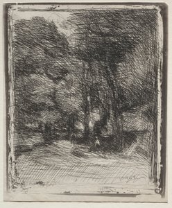 1921年に印刷された1858年オリジナルの印象的な、バスブローの記念品。 作： Jean Baptiste Camille Corot