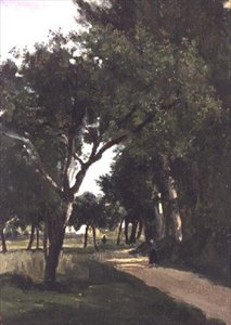 1824年頃のシャヴィル近くの森の大通り 作： Jean Baptiste Camille Corot