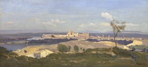 西からのアヴィニョン、1836 作： Jean Baptiste Camille Corot