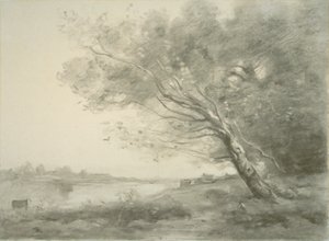 水辺の曲がった木 作： Jean Baptiste Camille Corot