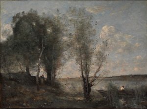 葦の間の船頭、1865年頃 作： Jean Baptiste Camille Corot